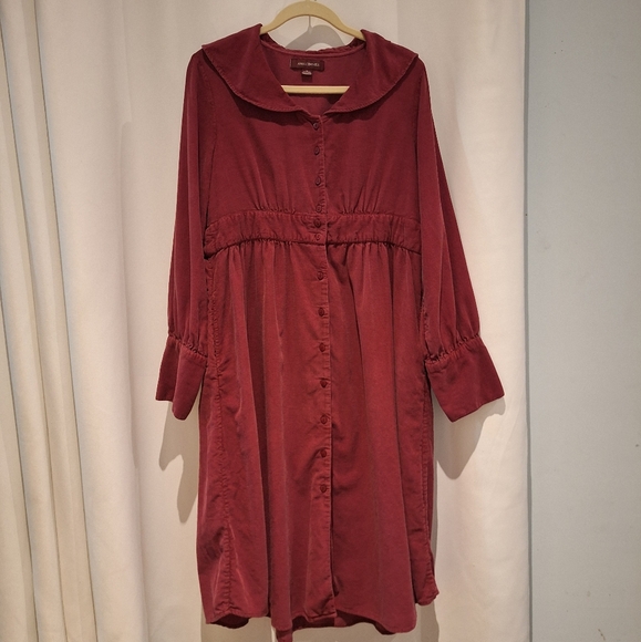 April Cornell Maroon Long Sleeve Peasant Modest Dress Size M - Picture 1 of 9